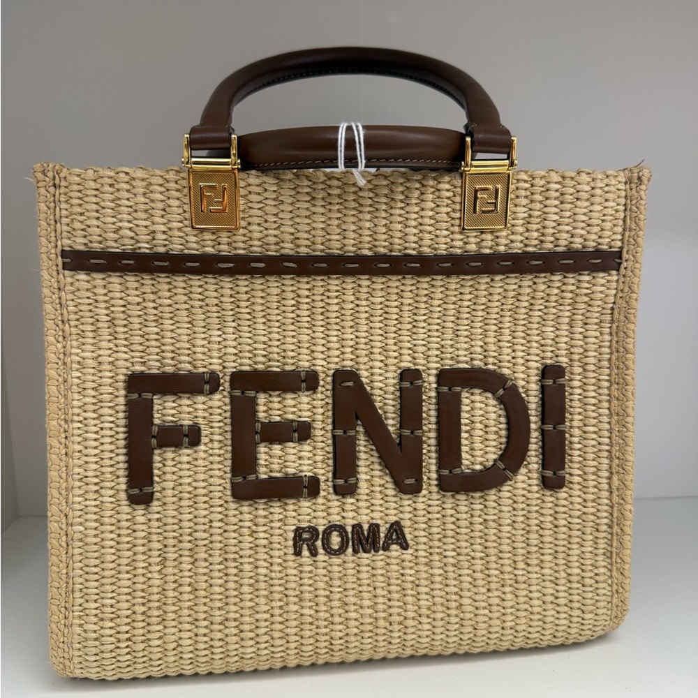 Fendi Tan and Brown Woven Handbag